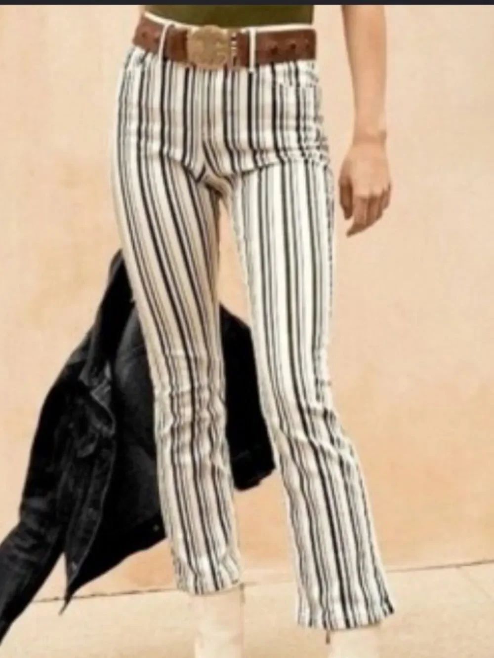BDG Straight Leg Crop Striped White and Black Pants